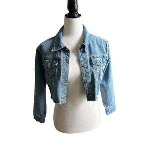 URBAN PLANET Girl's Light Blue Wash Cropped Denim Jacket US M
